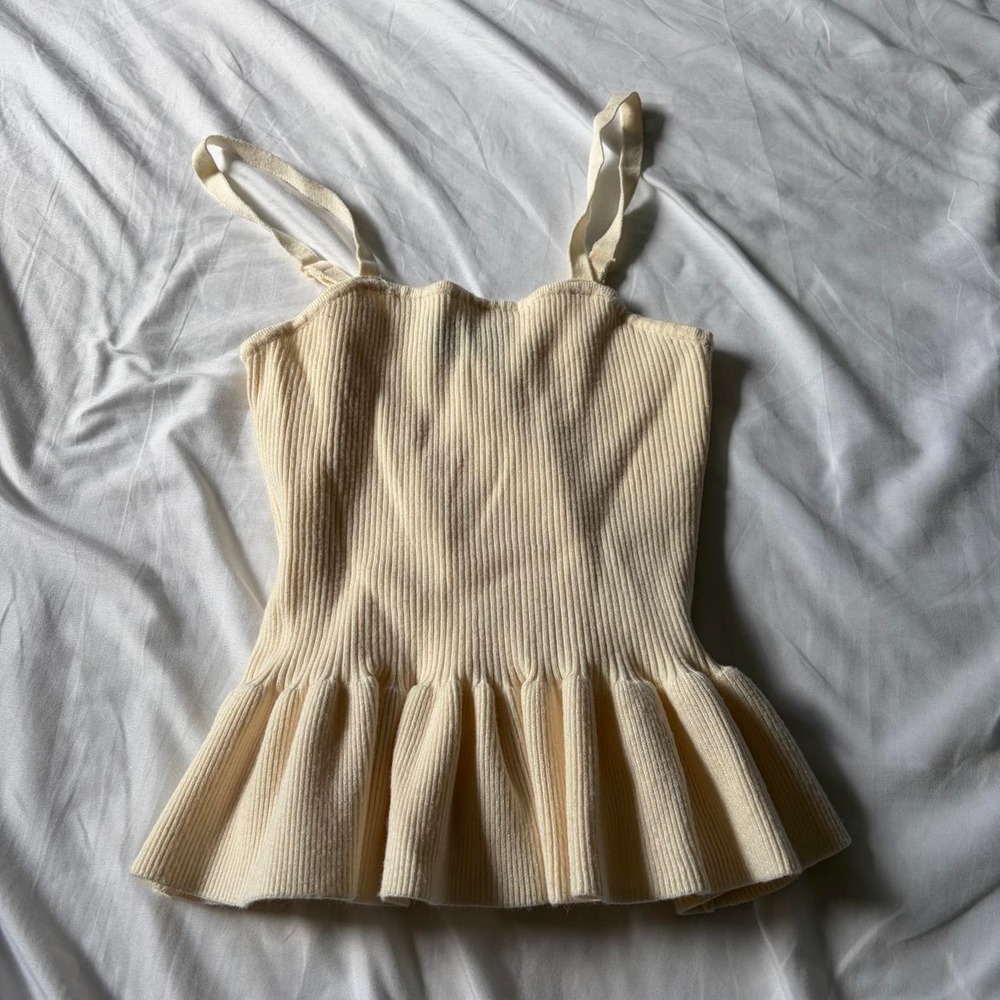 Cream Cider Peplum tank top size medium ribbed knit